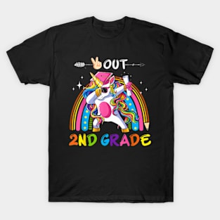 Unicorn Peace Out 2Nd Grade Last Day Of School Summer Beach T-Shirt